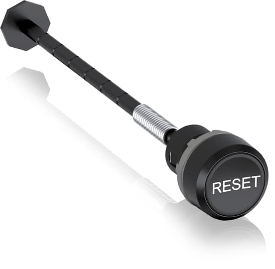 ABB Controls 22mm Reset Pushbutton w/ Shaft; Round; Momentary; Flush; Black; Text: RESET